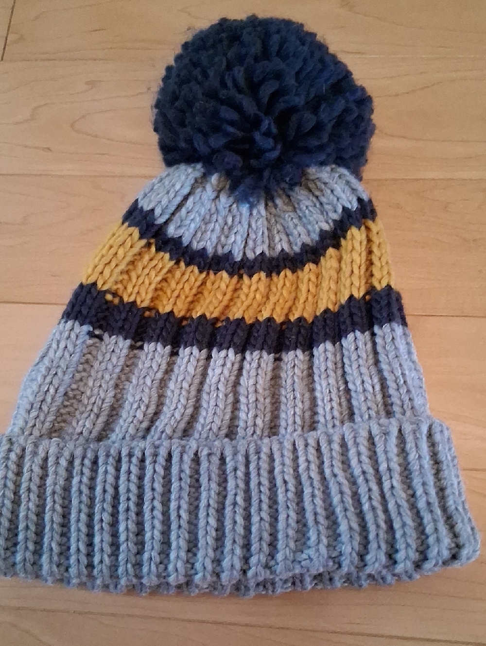 Cozy Striped Pom Pom Hat